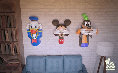Donald Mickey Goofy Deaf Blind And Dumb Diy Papercraft Etsy