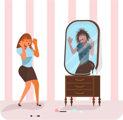 Best Woman Mirror Reflection Illustrations Royalty Free Vector