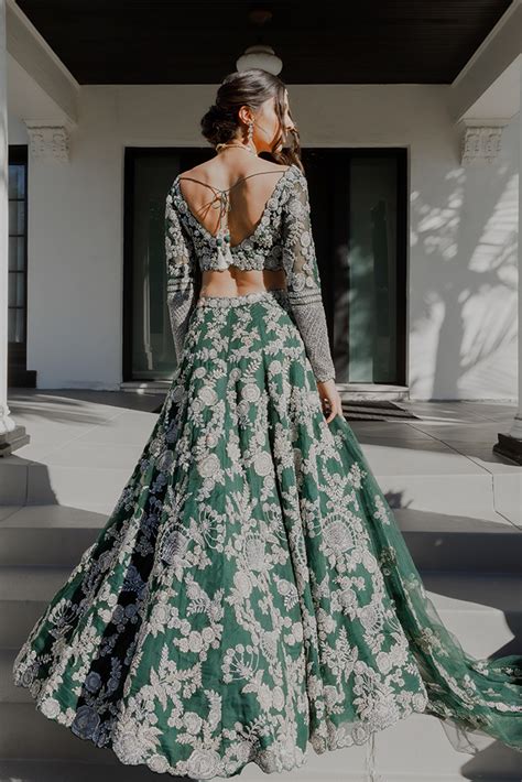 Trendy template inspiration for your design. Emerald Green and Gold Lehenga | Custom Indian Bridal Wear ...