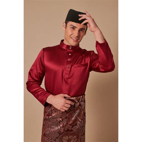 Baju Melayu Moden Asli Burgundy Shopee Malaysia