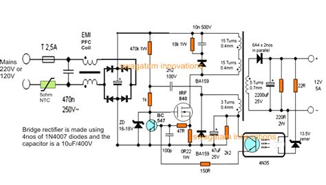 It shows the elements of the circuit as simplified forms, as well as the power and also signal links in between the tools. 12V, 5 Amp SMPS Battery Charger Circuit | Homemade Circuit ...