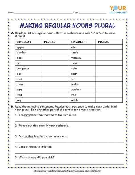 Printable Plural Nouns Worksheets For Kids Tree Valley Academy Images