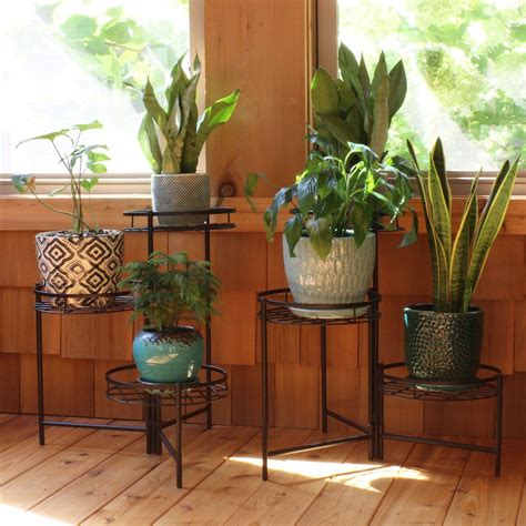 Sunnydaze Black 3 Tiered Planter Stand 22 H Set Of Two Plant