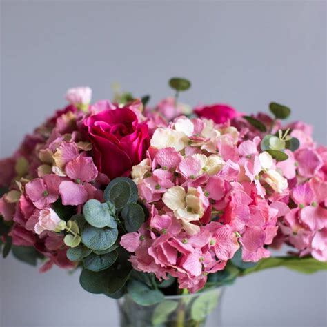 Faux Hydrangea And Rose Bouquet By Deluxe Blooms