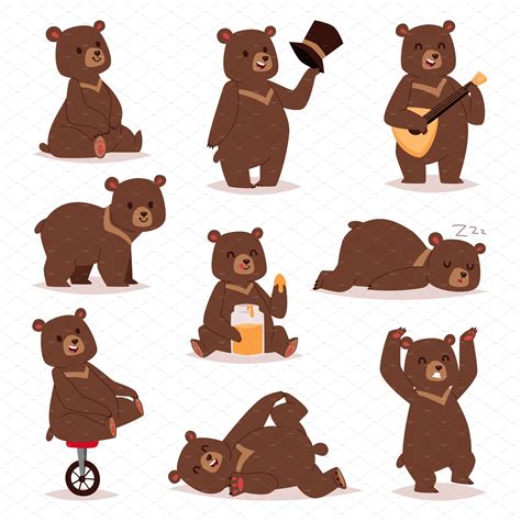 Cartoon Bear Vector Set ~ Illustrations ~ Creative Market