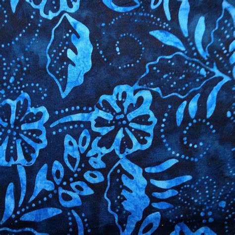 100 Cotton Batik Floral Navy Fabric Favourites