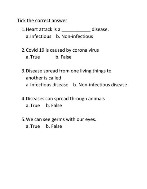 Infectious And Non Infectious Disease Interactive Worksheet Live