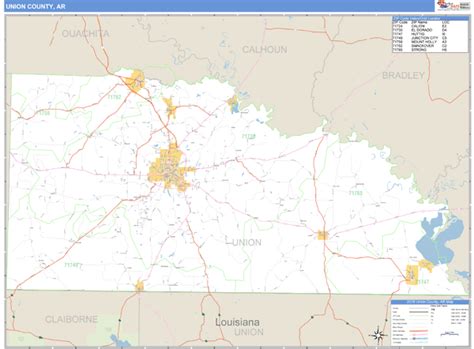 Union County Arkansas Zip Code Wall Map