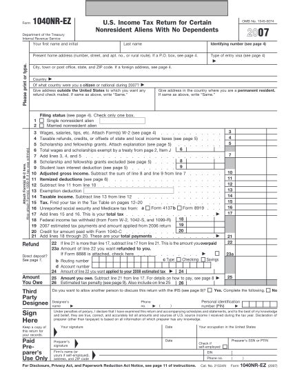 14 Form 1040nr Ez Free To Edit Download And Print Cocodoc
