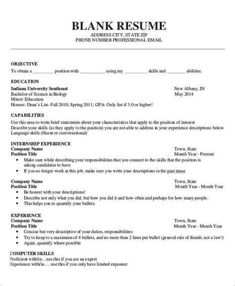 Free Printable Fill In The Blank Resume Templates That Are Candid