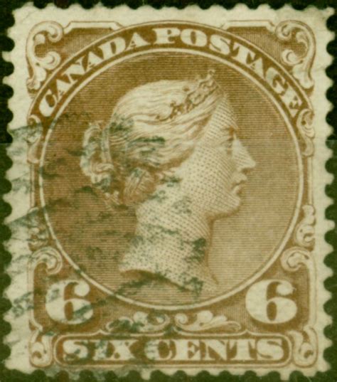 Canada 1870 6c Yellow Brown Sg59b Fine Used Empire Philatelists