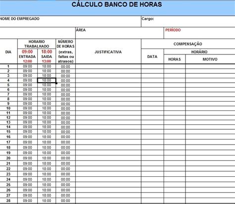 Banco De Horas Planilha Excel Pronta Para Uso Adaptavel R Em Images