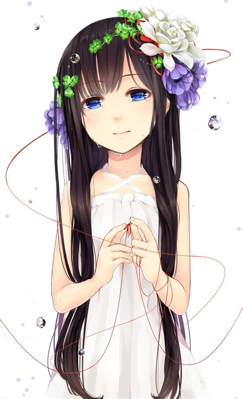 Flowers Long Hair Girl Art Beautiful Pictures Anime