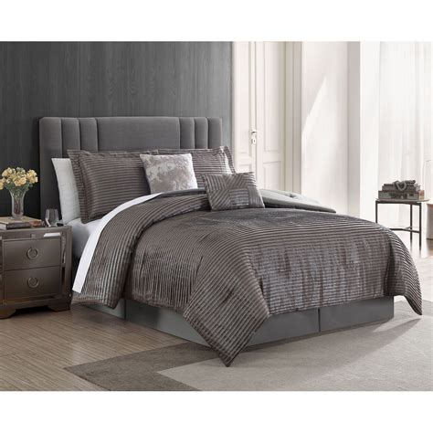 Pleat Dark Grey 6pc King Comforter Set At Home