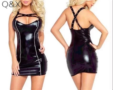 Xx88 2017 New Faux Leather Sexy Lingerie Hot Latex Outfit Erotic Pvc Dress Up Sex Costume Sheath
