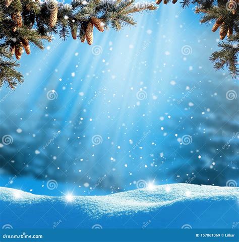 Beautiful Winter Landscape With Snow Covered Treeschristmas Background