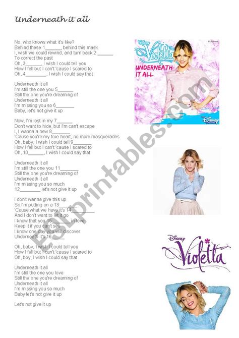 Violetta Underneath It All Esl Worksheet By Ihitz