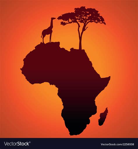 African Safari Map Silhouette Background Vector Image