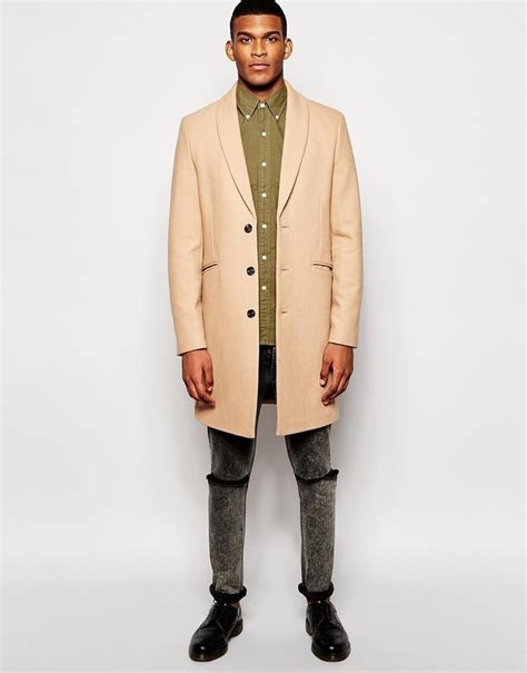 Asos Brand Overcoat With Shawl Collar In Camel 162 Asos