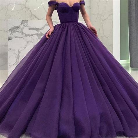 Purple Prom Dressestulle Prom Dressoff Shoulder Prom Gownlong Prom