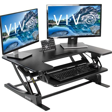 Vivo Black Height Adjustable 32 Inch Stand Up Desk Converter Quick Sit