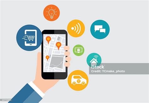 Digital Business And Social Connection On Mobile Application Stock