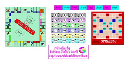 Rainbow Tinkles World 3 Miniature Printable Doll Board Games For Your