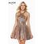 Alyce Sequin Short Rose Gold Semi Formal Party Dress