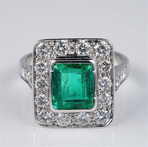 Excelente Art D Co Ct Colombian Emerald Ct Diamante Etsy