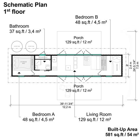 40ft Shipping Container House Floor Plans With 2 Bedrooms