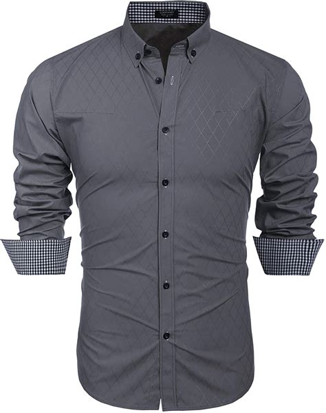 Coofandy Mens Business Dress Shirt Long Sleeve Casual Slim Fit Button