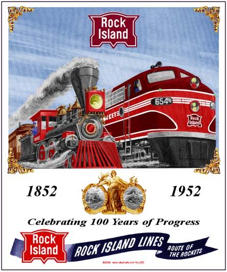 Rock Island 100th Tin Railroad Sign Schraders Railroad Catalog