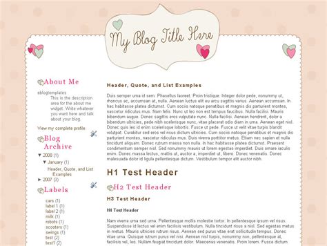 Quirky Valentine Blogger Template Eblog Templates