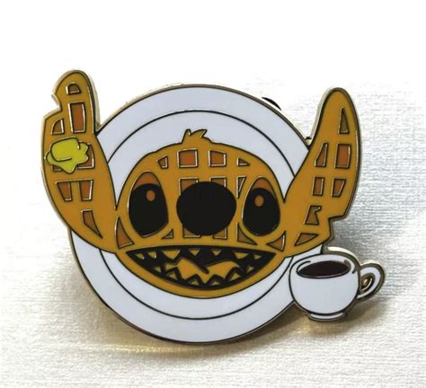 Disney Mystery Lr Pin Whimsical Waffles Stitch With Butter And Coffee Picclick