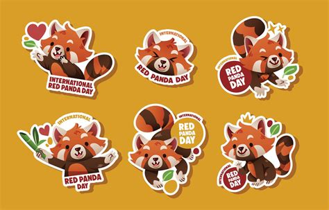 International Red Panda Day Sticker Set 12468507 Vector Art At Vecteezy
