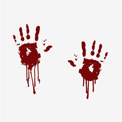 Imprints Of Bloody Human Palms With Flowing Blood Illustration In