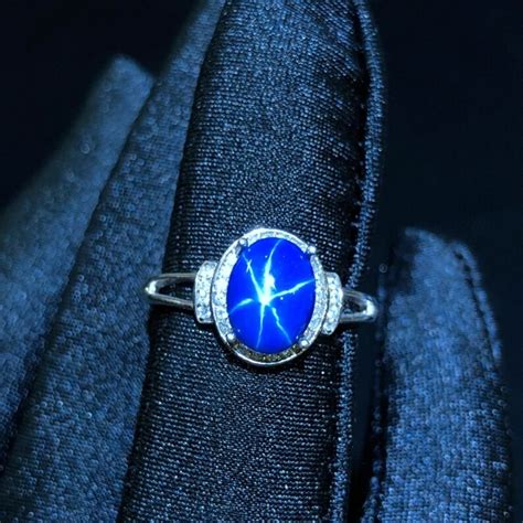Natural Blue Star Sapphire Engagement Rings For Women 7x9mm Etsy