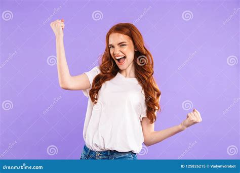Portrait Of A Cheerful Young Girl Standing Stock Image Image Of