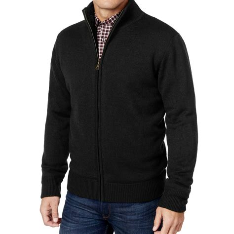 Weatherproof New Black Mens Size 3xlt Big And Tall Full Zip Sweater