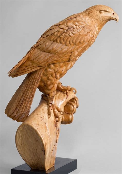 Lime Wood Sculpture By Sculptor Bill Prickett Titled Harris S Hawk