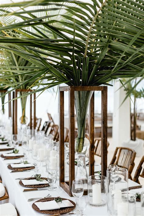 palm tree centerpiece for beach wedding