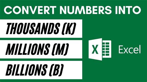 Convert Numbers Into Thousands Millions And Billions In Excel Youtube
