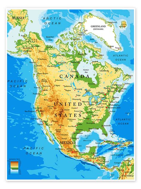 North America Topographic Map Av Editors Choice Som Poster