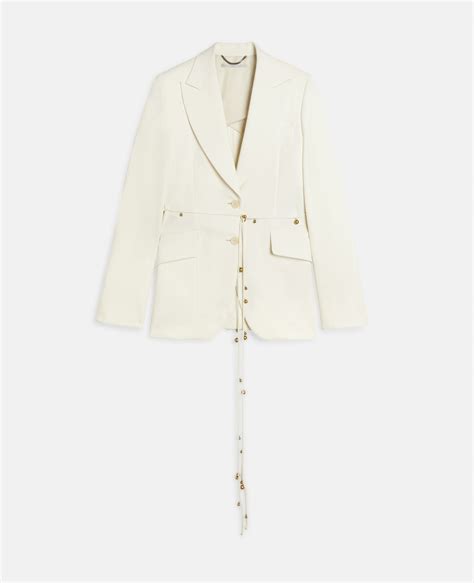 Women Cream Twill Tailored Belted Jacket Stella Mccartney Us