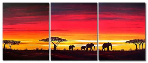 African Sunset Painting Elephant Walk In 2020 Sunset Painting