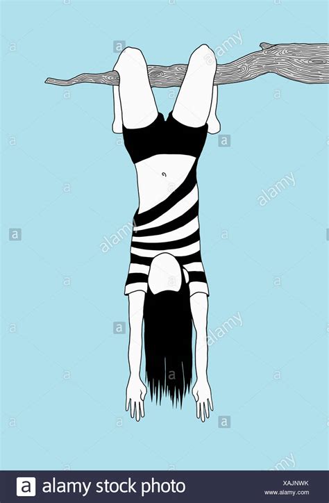 Woman Hanging Upside Down From Stock Photos Woman Hanging Upside Down From Stock Images Alamy