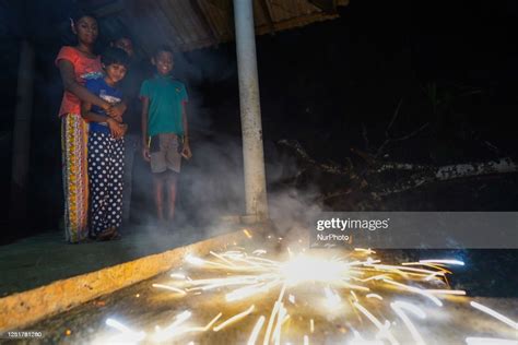 Kids Play With Fireworks To Celebrate The Sinhala And Tamil New Year