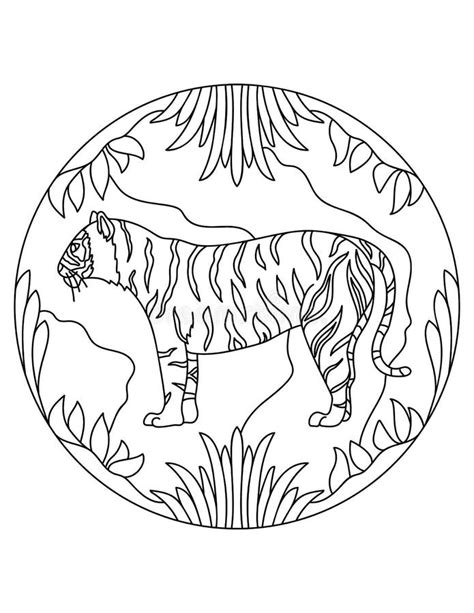 Patrón De Tigre Ilustración Del Tigre Mandala Con Un Predator En