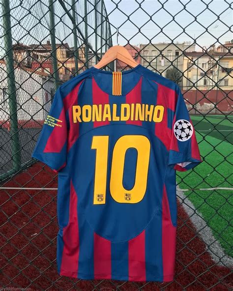 Barcelona Retro Ronaldinho Jersey Classic Shirt Etsy Uk