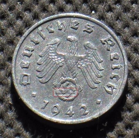 Rare Coin Nazi Germany 1 Reichspfennig 1942 A Berlin Swastika World War Ii